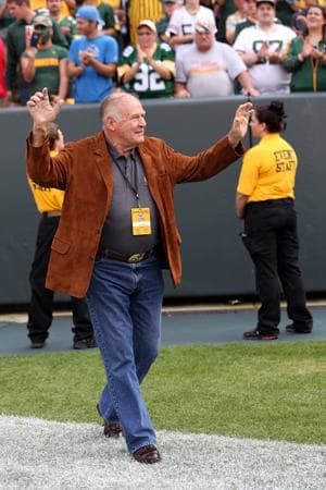 Kramer is introduced during a Packers’ alumnus ceremony last September at Lambeau Field.